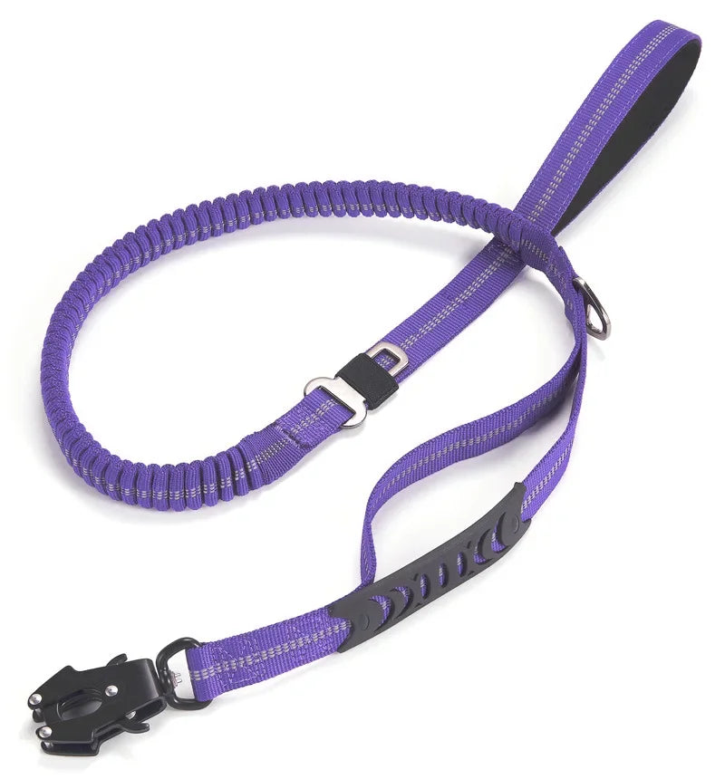 Reflective Shock Absorbing Pet Leashes with Car Seatbelt for Large Dogs Heavy Duty Tactical Bungee Dog Leash No Pull Dog Leash