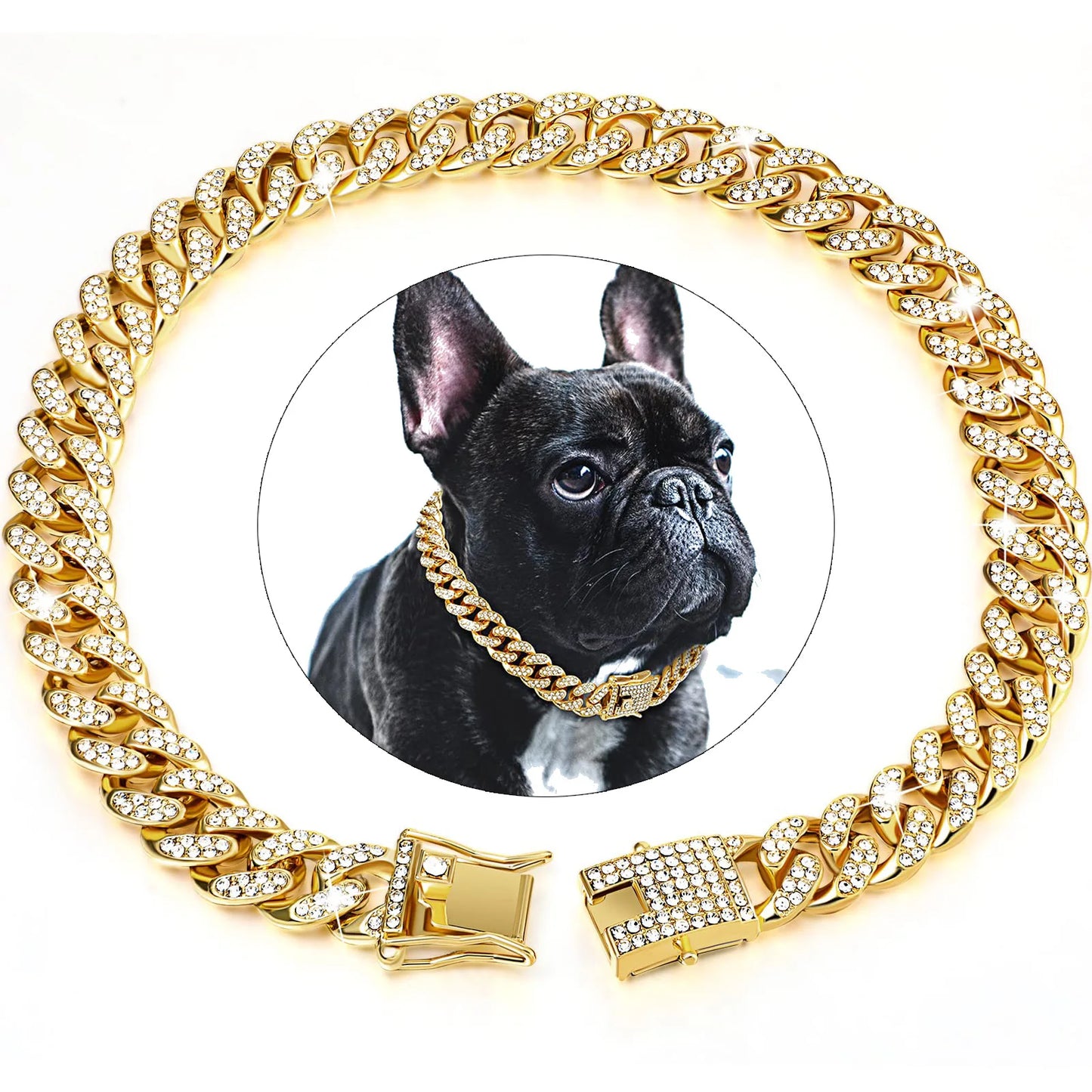 Luxury Diamond Cuban Collar for Pets with Secure Buckle