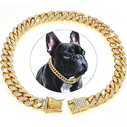 Luxury Diamond Cuban Collar for Pets with Secure Buckle