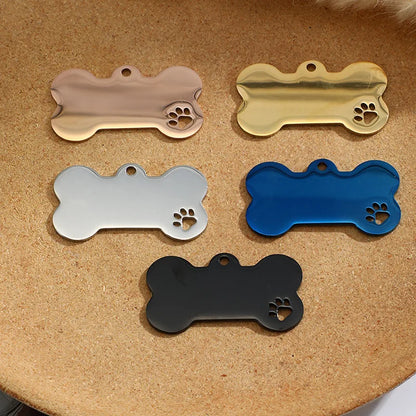 Personalized Dog Tag Stainless Steel Custom Engraved Bone Dog Charm For Pet Collar Dog Id Name Tag Gift Pendant Supplies Jewelry