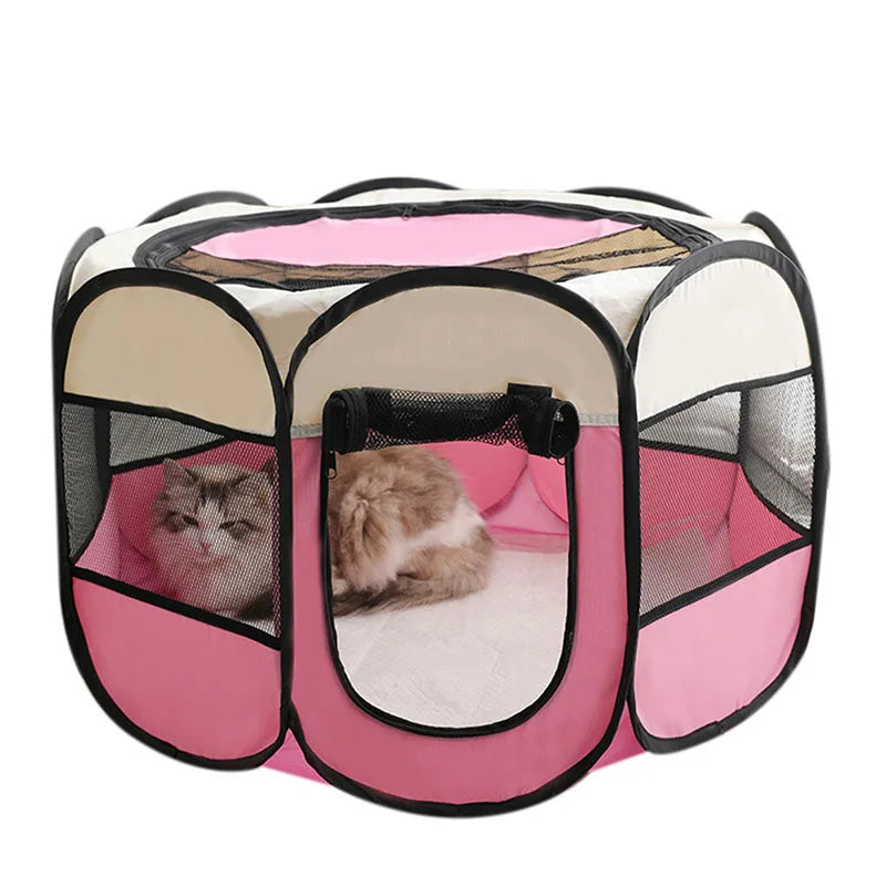 Foldable cats, dog kennels, cats, dogs, delivery rooms, pets, octagonal cages, breathable fences, tents, claw-resistant