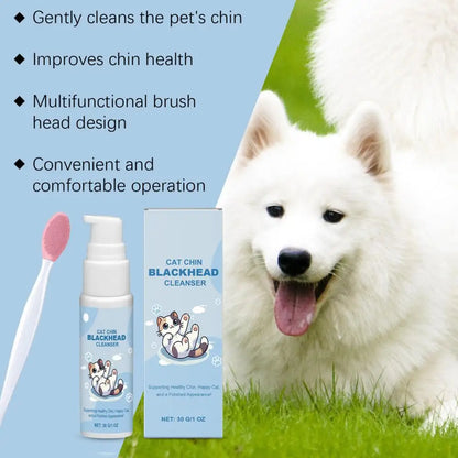 Cat Chin Cleaner 30g Blackhead Cleaning Lotion Pet Chin Acne Care Brush Dog Cat Grooming Supplies Tooth Stain Remover for Pets