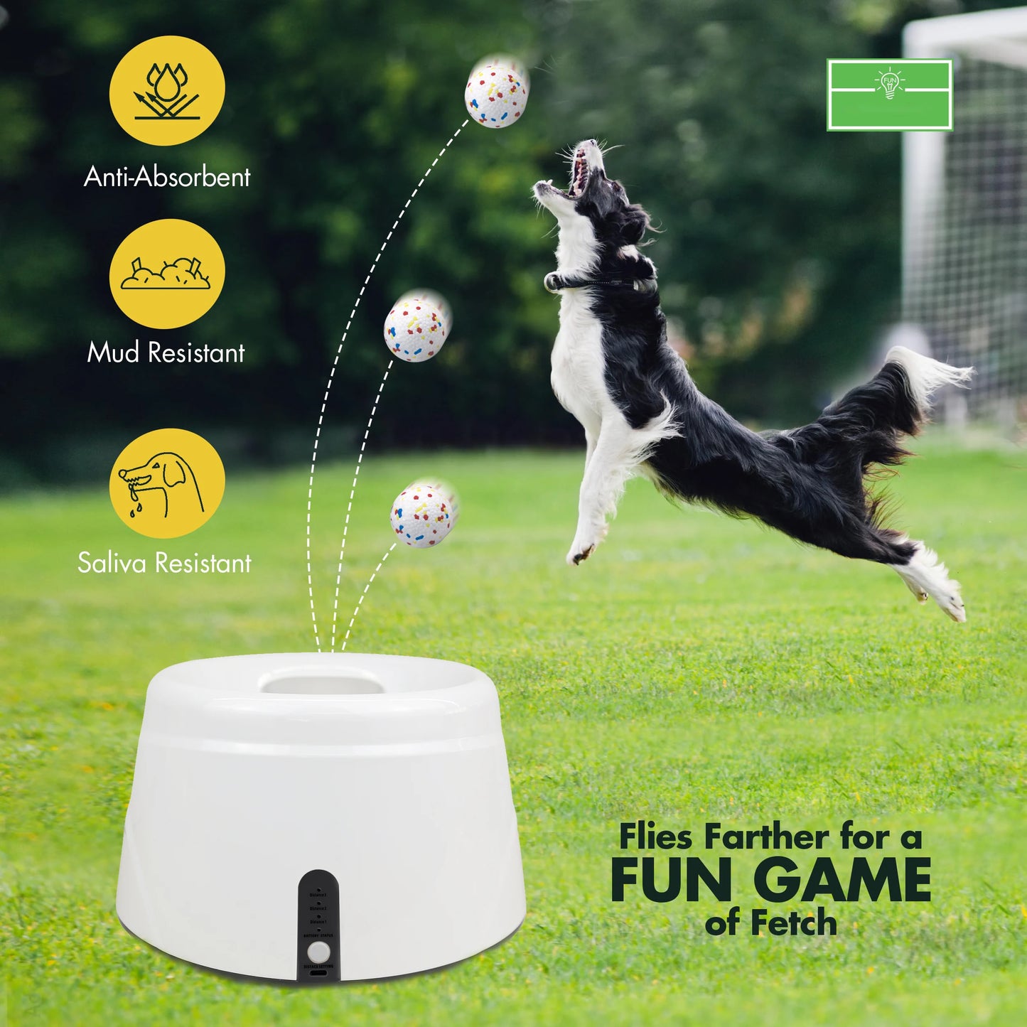 Automatic Dog Ball Launcher Dog Fetch Machine for Small to Medium Sized Dogs,3 Launch Distances, Ball Launcher for Dog Toys