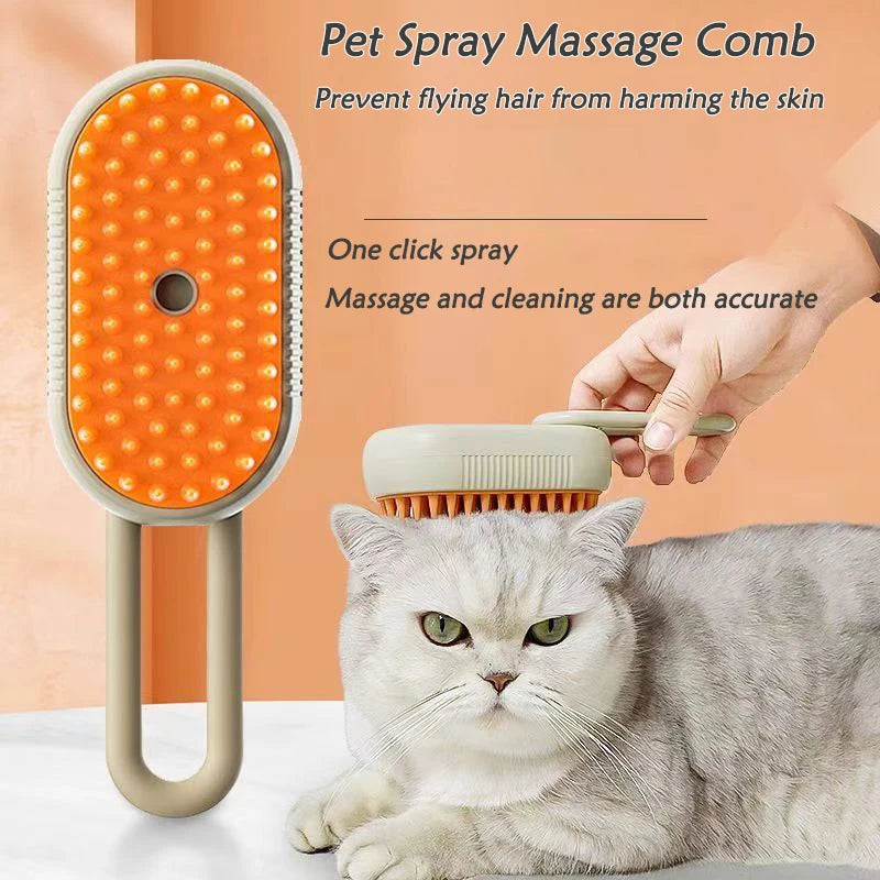 3 in 1 Cat Dog Pet Spray Massage Brush One Button Steam Spray Folding Rotatable Grooming tool Hair Bath Hair Removal Brush Comb