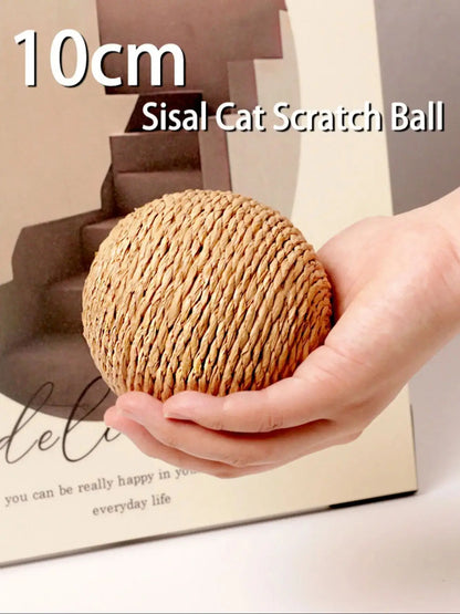 10CM Interactive Sisal Cat Scratching Ball Toy For Kitten Teeth Cleaning Anti Bite Cat Ball Sounding Toy Pet Supplies