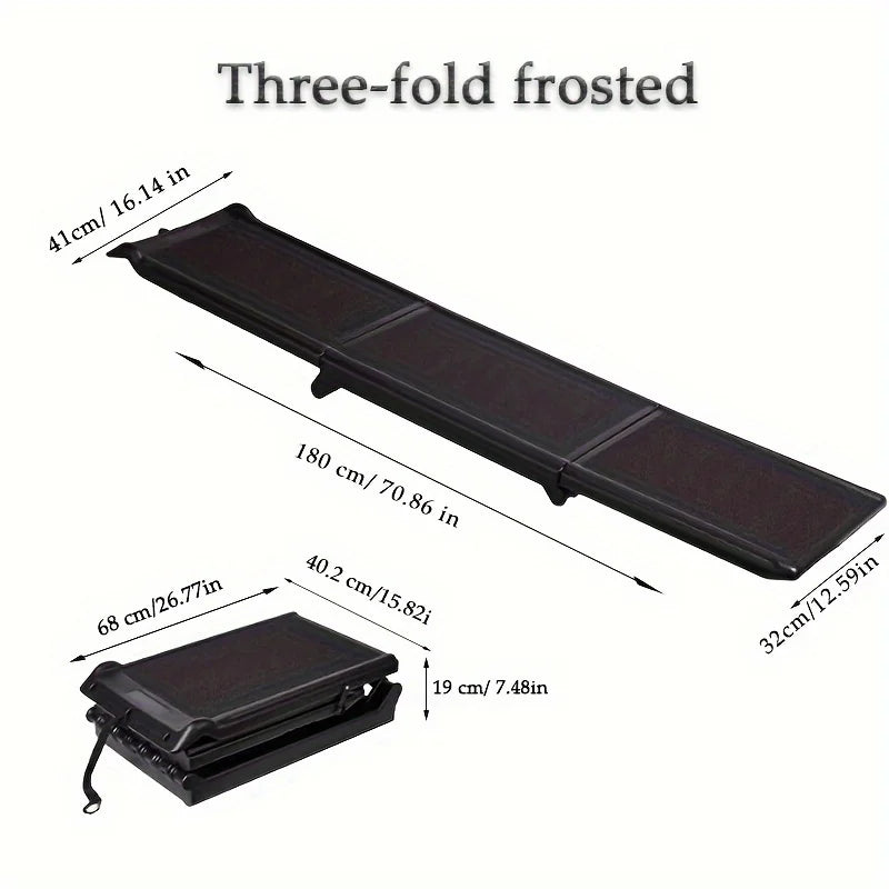 KEMORELA 70/42 Long Folding Pet Ramp Stair For Cars Trucks & SUVs -Fits Large Dogs With Side Rails.Supports 150 lbs.Easy ToStore