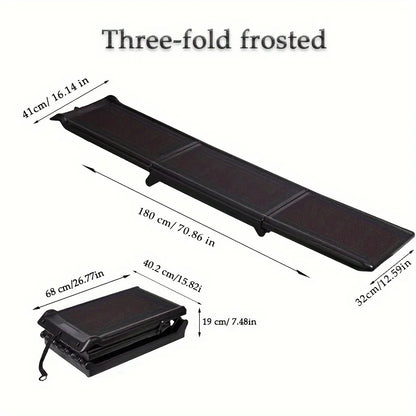 KEMORELA 70/42 Long Folding Pet Ramp Stair For Cars Trucks & SUVs -Fits Large Dogs With Side Rails.Supports 150 lbs.Easy ToStore