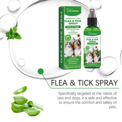 Mite Removal Spray Cats Dogs Flea Killer Itching Relief Remove Ticks Cat Allergy Treatments Anti Lice Insect Pet Skin Care Spray