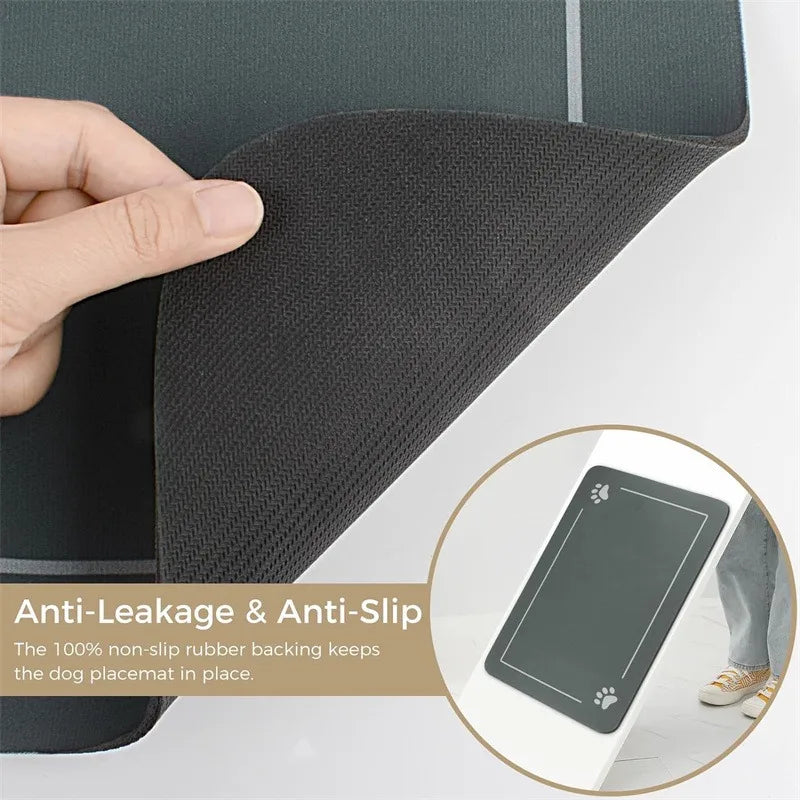 Dog Cat Food Mat - Pet Water Bowl Mats - Feeding Mat for Cat Dog Bowls - Pet Placemat Absorbent Quick Dry Non-Slip