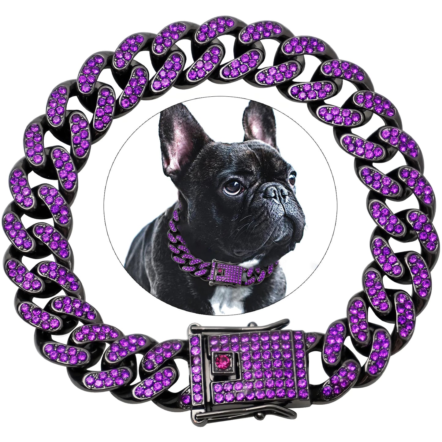 Luxury Diamond Cuban Collar for Pets with Secure Buckle