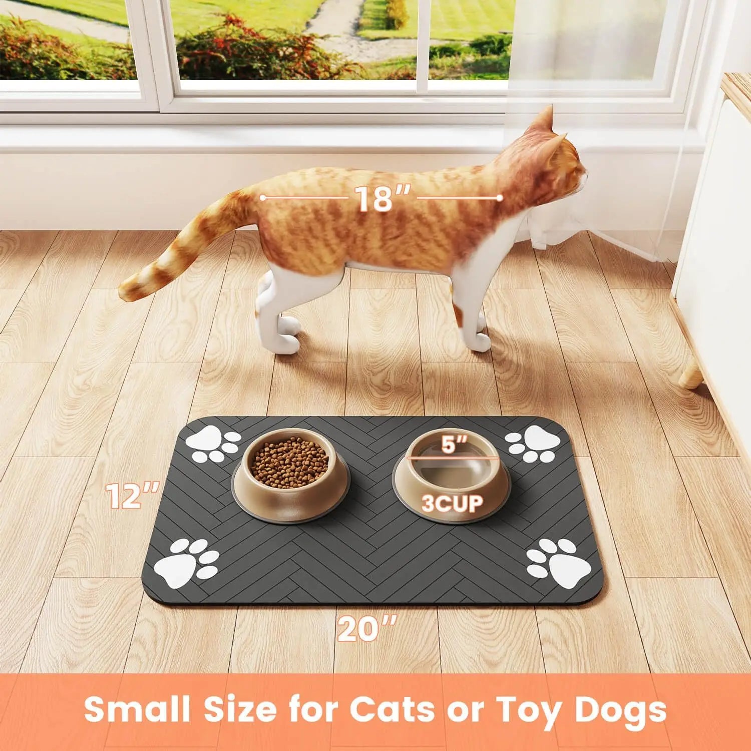 Dog Cat Food Mat - Pet Water Bowl Mats - Feeding Mat for Cat Dog Bowls - Pet Placemat Absorbent Quick Dry Non-Slip