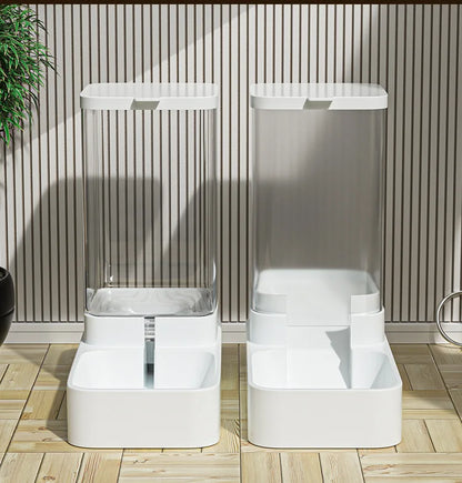 Large Capacity Automatic Gravity Pet Feeder and Water Dispenser Dual Bowl Leak Proof for Cats Dogs Home Travel Feeding Station