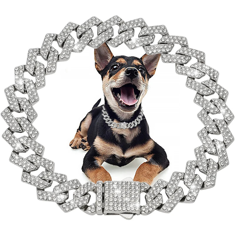 Luxury Diamond Cuban Collar for Pets with Secure Buckle