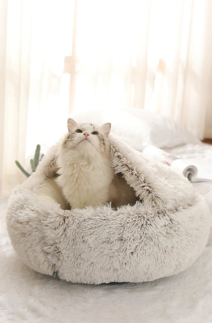 Cat Bed Pet Mattress Warm Soft Plush Pet Bed with Cover Round  Cat Dog  Sleeping Nest Cave for Small Dogs kitten