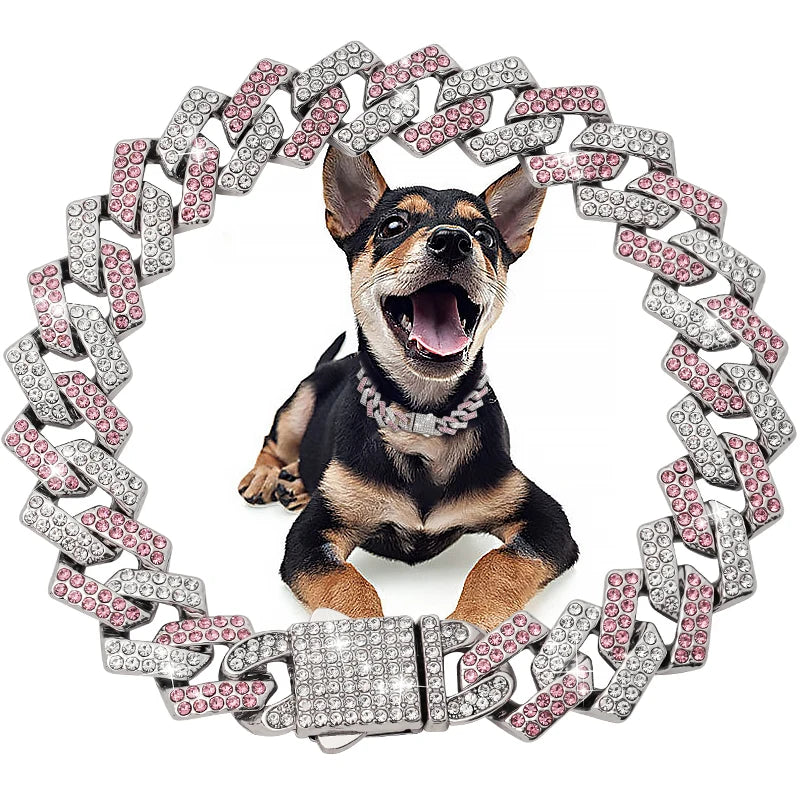 Luxury Diamond Cuban Collar for Pets with Secure Buckle