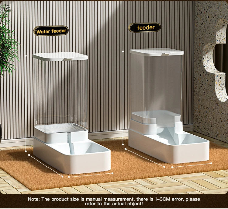 Large Capacity Automatic Gravity Pet Feeder and Water Dispenser Dual Bowl Leak Proof for Cats Dogs Home Travel Feeding Station