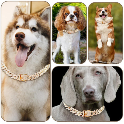 Luxury Diamond Cuban Collar for Pets with Secure Buckle