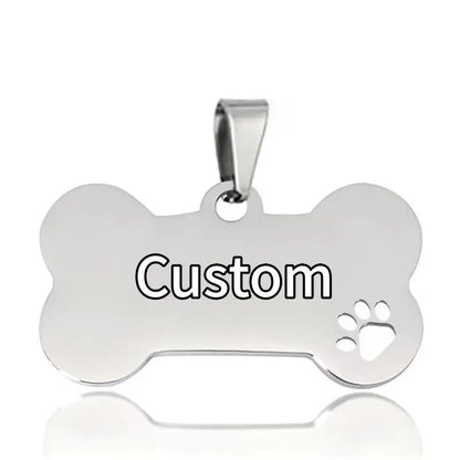 Personalized Dog Tag Stainless Steel Custom Engraved Bone Dog Charm For Pet Collar Dog Id Name Tag Gift Pendant Supplies Jewelry