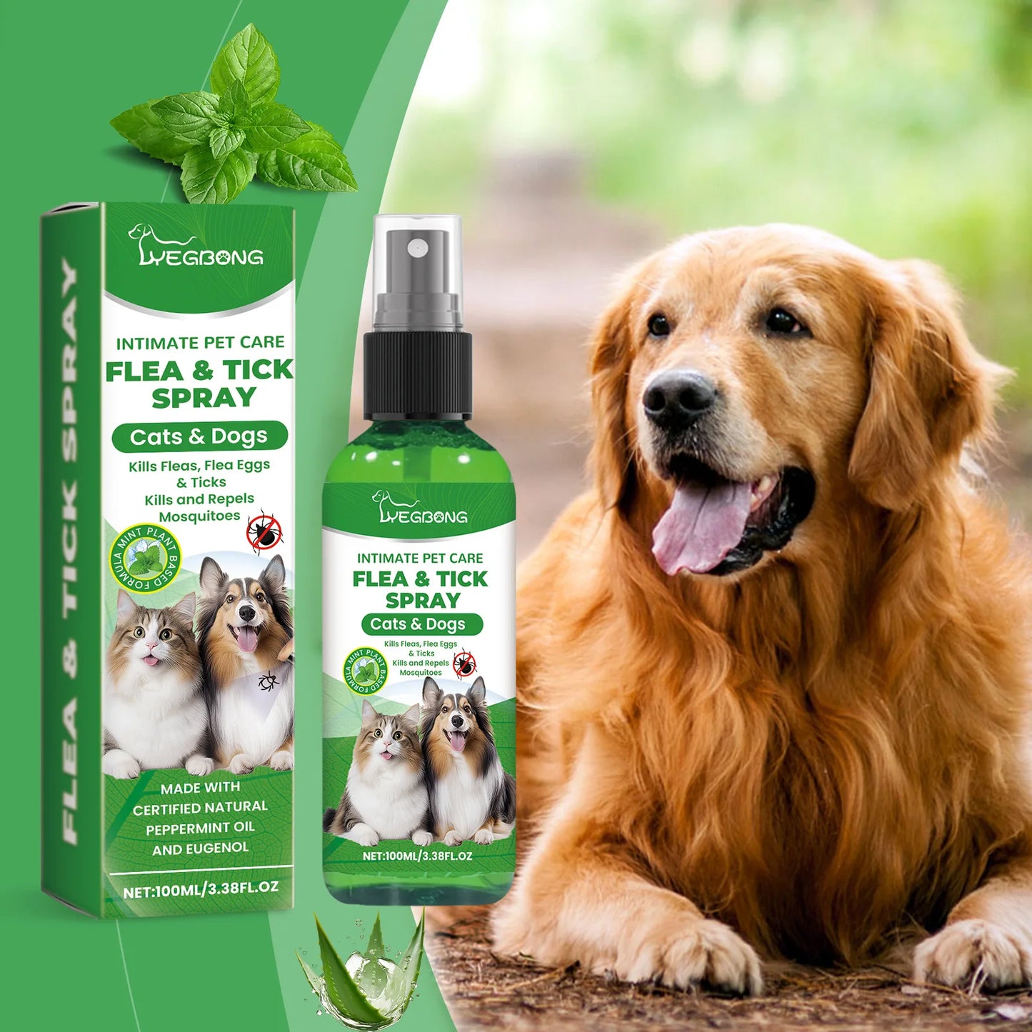 Mite Removal Spray Cats Dogs Flea Killer Itching Relief Remove Ticks Cat Allergy Treatments Anti Lice Insect Pet Skin Care Spray