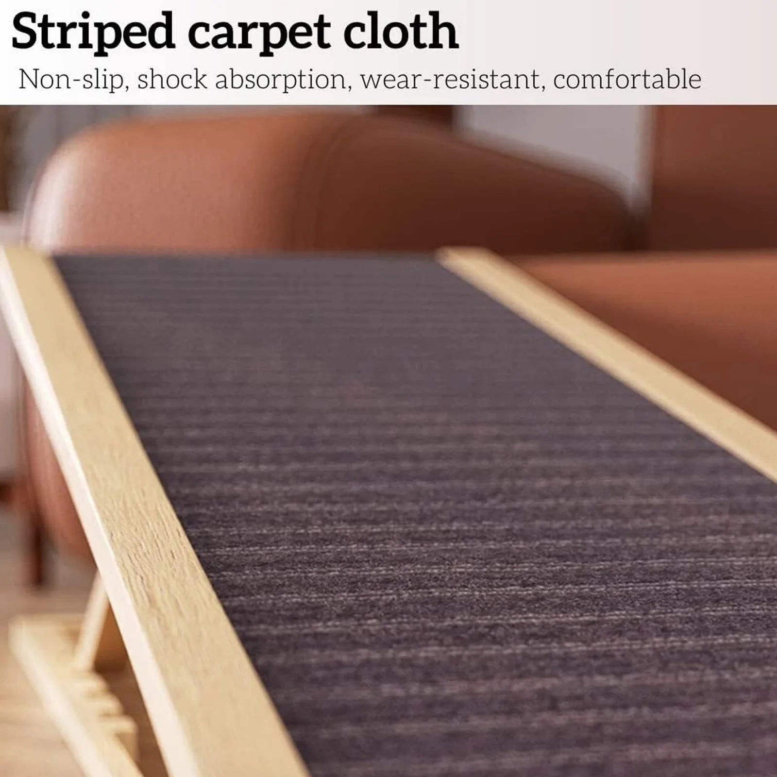 70cm/100cm Solid Wooden Dog Ramp, Non-slip Safety Carpet Ladders, Pets Surface Access Stair for Cars Travel - Height Adjustable