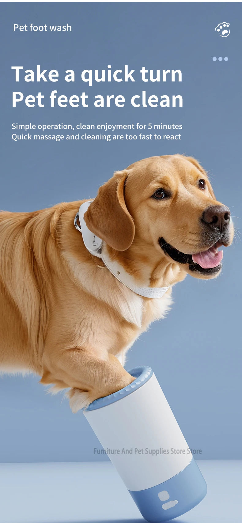 Pet Foot Washing Machine Electric Pet Paw Cleaner Automatic Dog Quick Cleaner Pet Paw Portable Low Noise Waterproof Foot Cup