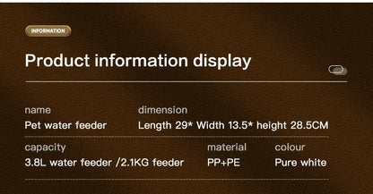 Large Capacity Automatic Gravity Pet Feeder and Water Dispenser Dual Bowl Leak Proof for Cats Dogs Home Travel Feeding Station