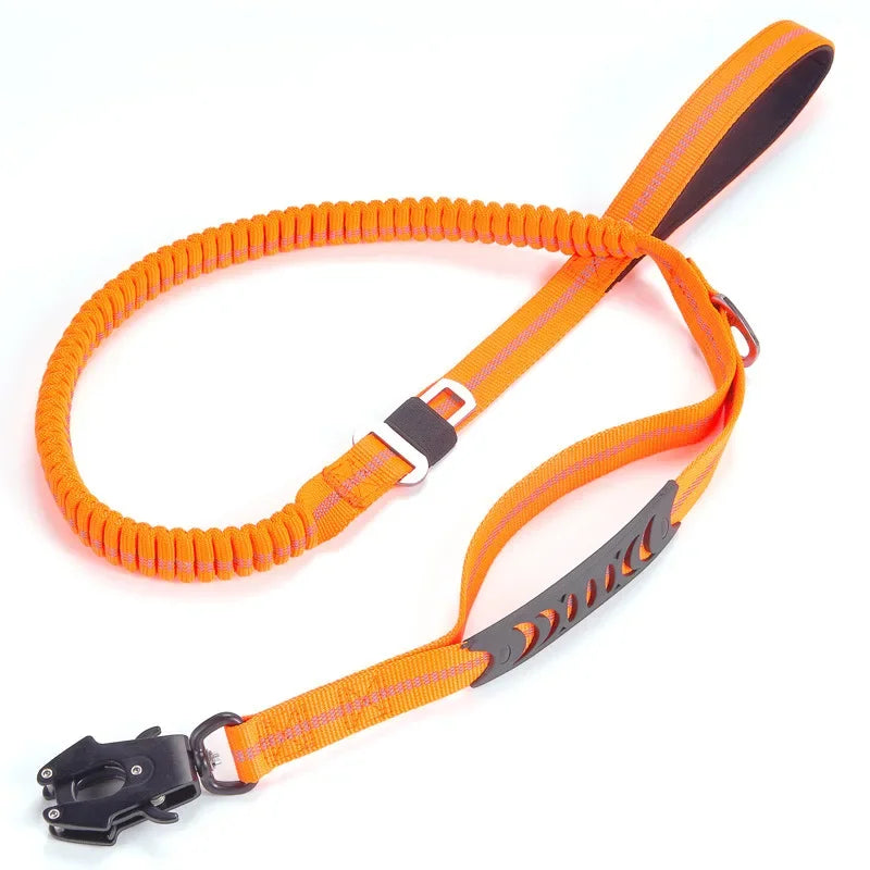 Reflective Shock Absorbing Pet Leashes with Car Seatbelt for Large Dogs Heavy Duty Tactical Bungee Dog Leash No Pull Dog Leash