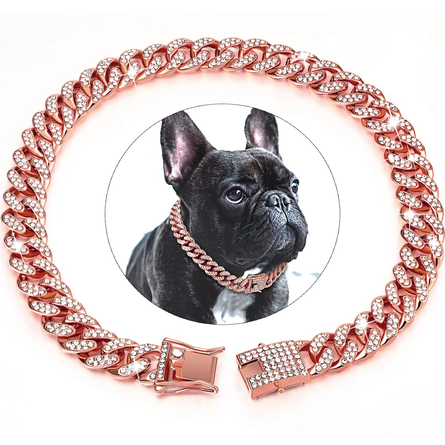 Luxury Diamond Cuban Collar for Pets with Secure Buckle