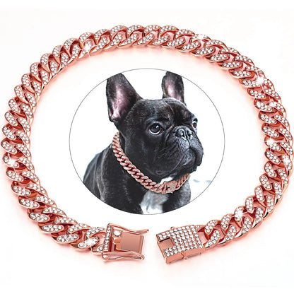 Luxury Diamond Cuban Collar for Pets with Secure Buckle
