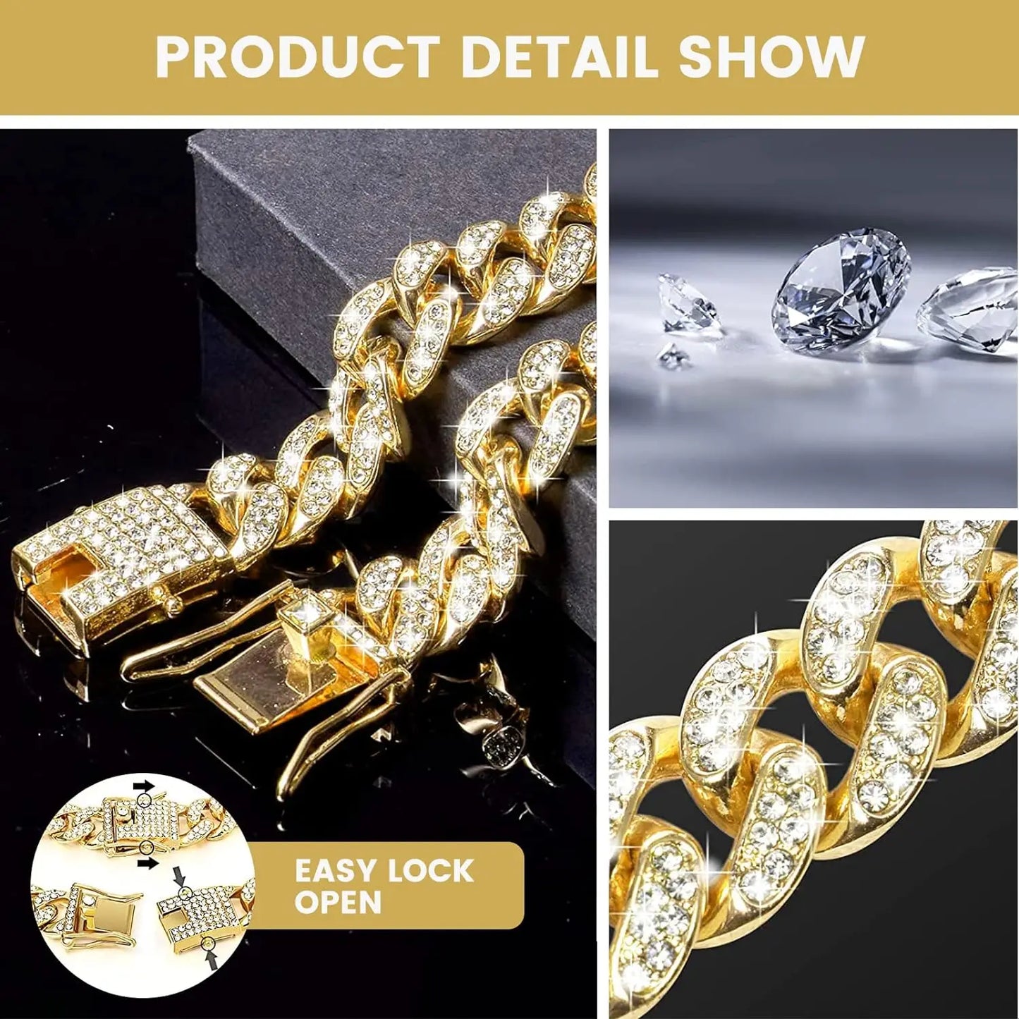 Luxury Diamond Cuban Collar for Pets with Secure Buckle