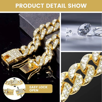 Luxury Diamond Cuban Collar for Pets with Secure Buckle