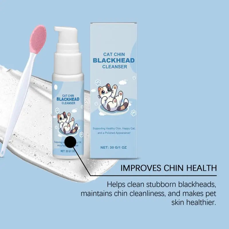 Cat Chin Cleaner 30g Blackhead Cleaning Lotion Pet Chin Acne Care Brush Dog Cat Grooming Supplies Tooth Stain Remover for Pets
