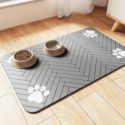 Dog Cat Food Mat - Pet Water Bowl Mats - Feeding Mat for Cat Dog Bowls - Pet Placemat Absorbent Quick Dry Non-Slip