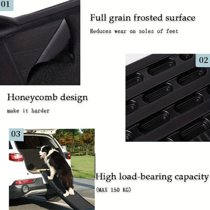 KEMORELA 70/42 Long Folding Pet Ramp Stair For Cars Trucks & SUVs -Fits Large Dogs With Side Rails.Supports 150 lbs.Easy ToStore