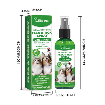 Mite Removal Spray Cats Dogs Flea Killer Itching Relief Remove Ticks Cat Allergy Treatments Anti Lice Insect Pet Skin Care Spray