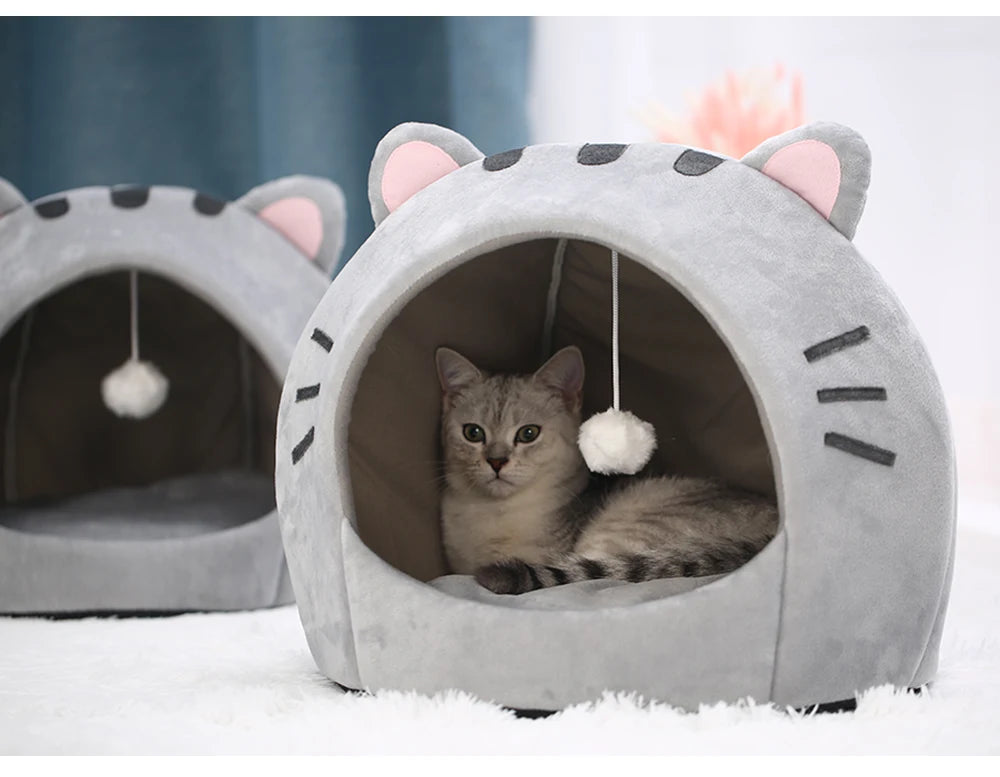 Super Cat Bed Warm Pet House Kitten Cave Cushion Cat House Warm Sleeping Dog Basket Tent Small Dog Mat Supplies Bed For Cats