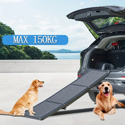 KEMORELA 70/42 Long Folding Pet Ramp Stair For Cars Trucks & SUVs -Fits Large Dogs With Side Rails.Supports 150 lbs.Easy ToStore