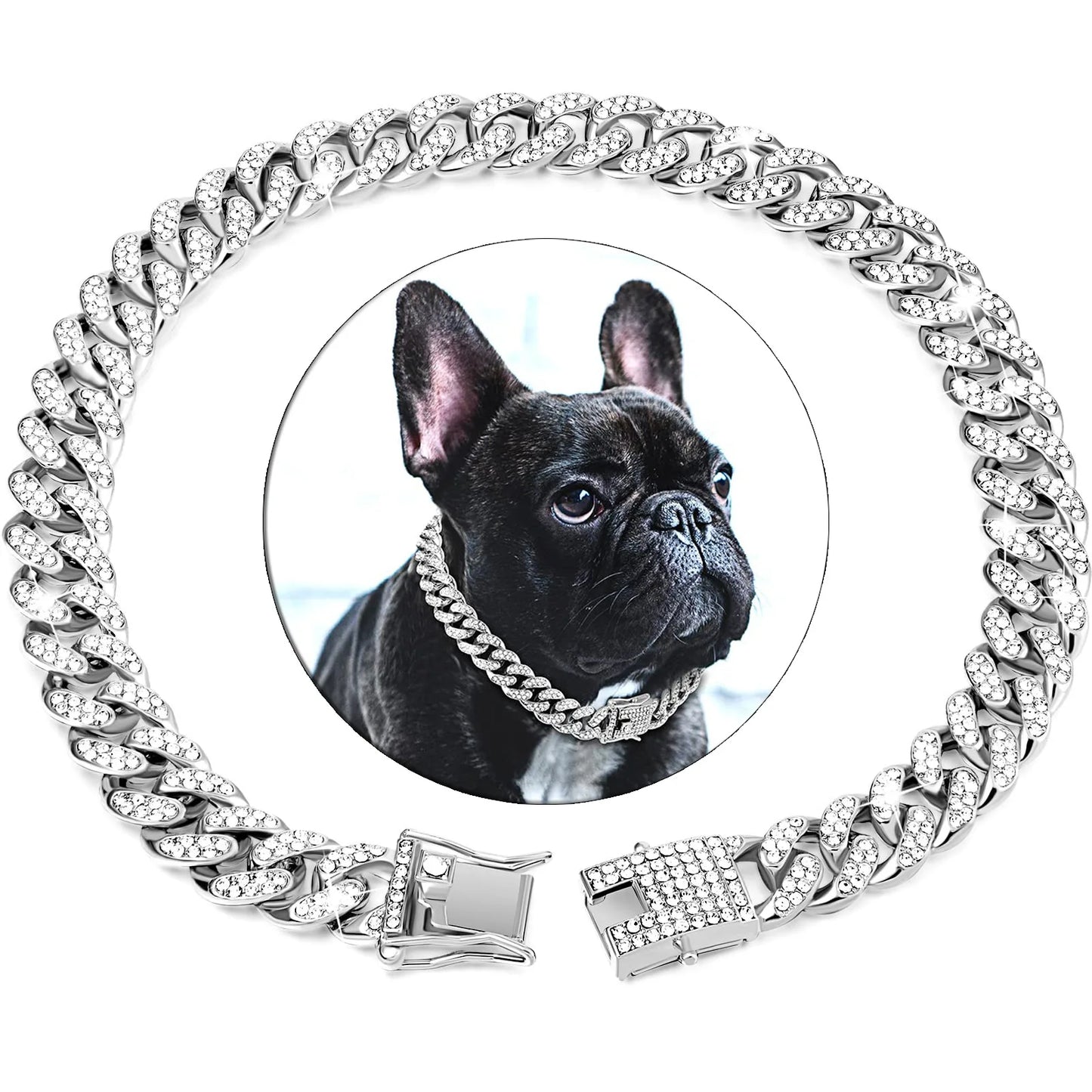 Luxury Diamond Cuban Collar for Pets with Secure Buckle
