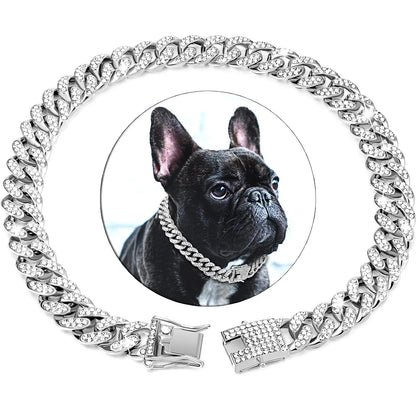 Luxury Diamond Cuban Collar for Pets with Secure Buckle