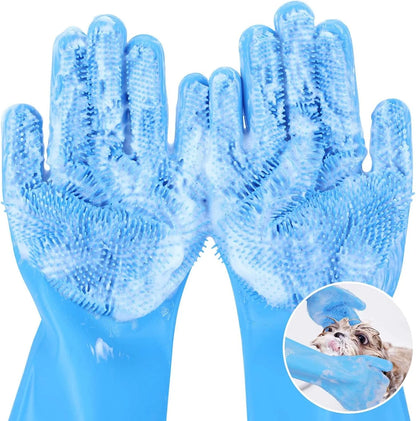 Pet Grooming Gloves Dog Cat Bathing Cleaning Glove Shampoo Scrubber Clean Soft Silicone Hair Removal Glove Hand Skin Protection