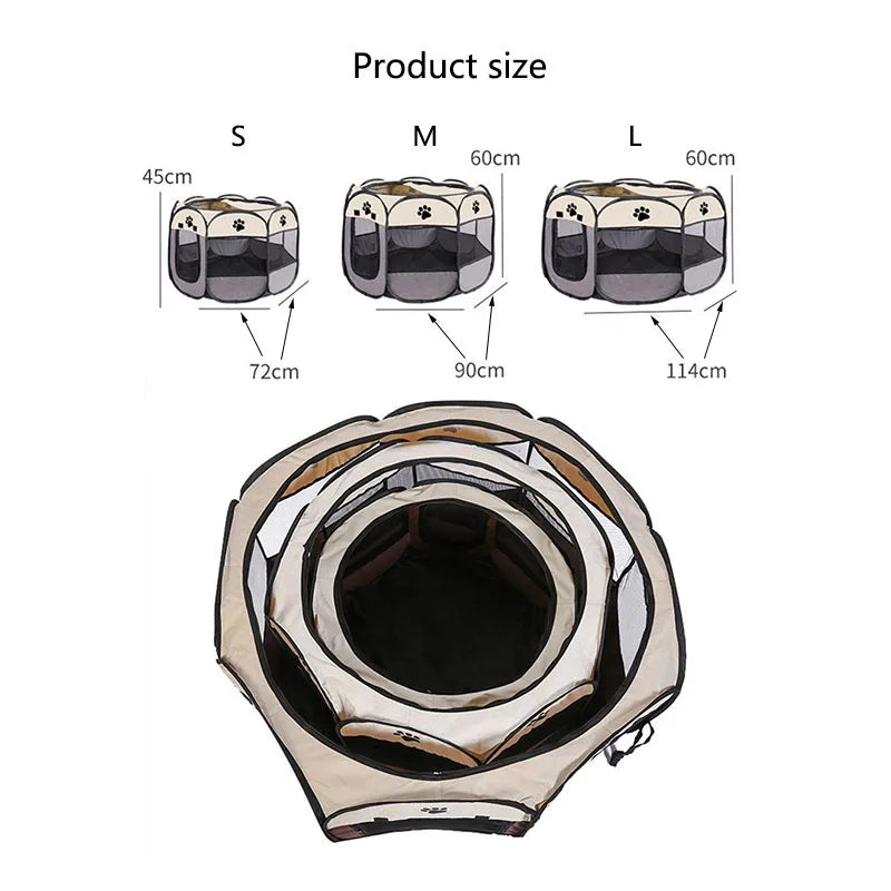 Foldable cats, dog kennels, cats, dogs, delivery rooms, pets, octagonal cages, breathable fences, tents, claw-resistant