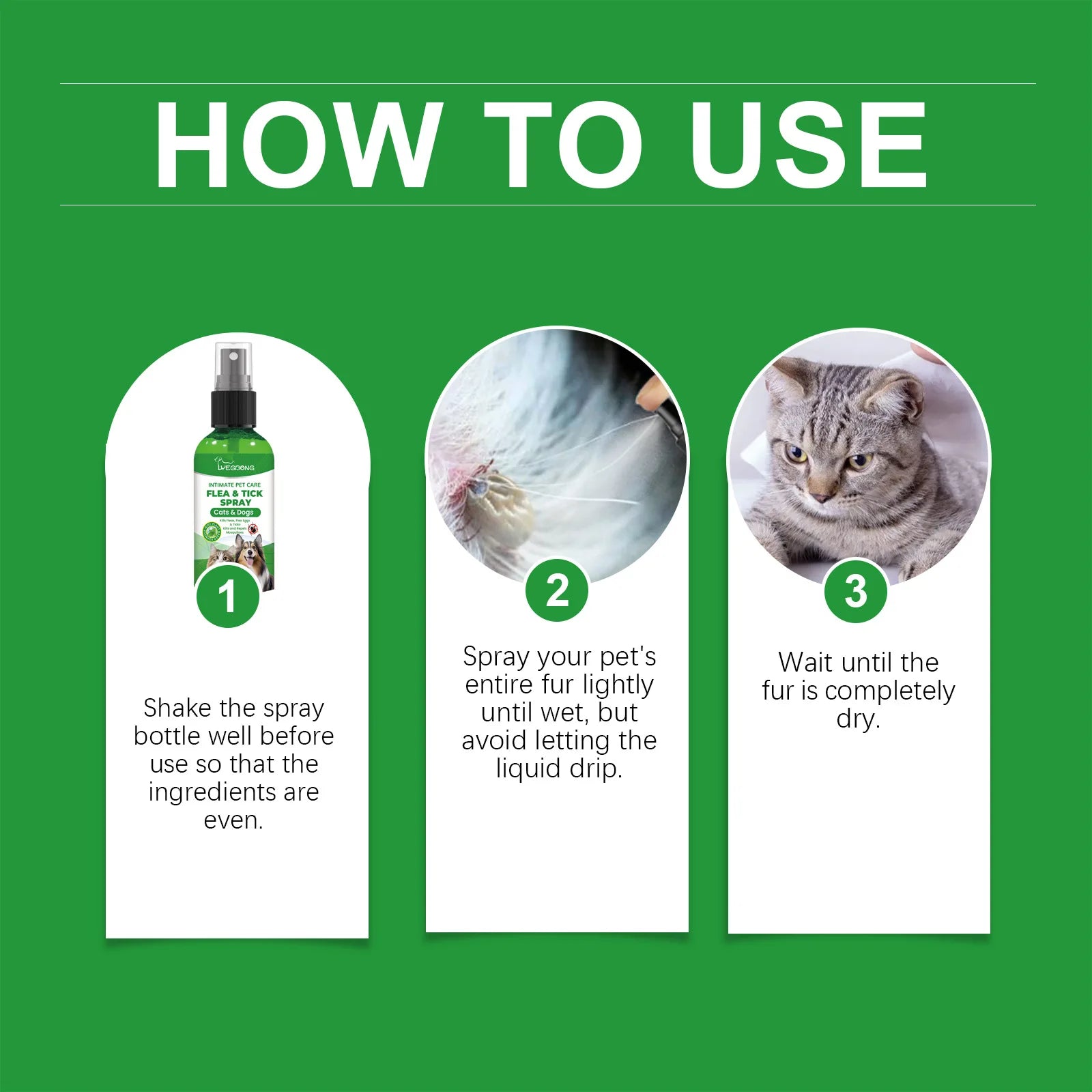 Mite Removal Spray Cats Dogs Flea Killer Itching Relief Remove Ticks Cat Allergy Treatments Anti Lice Insect Pet Skin Care Spray