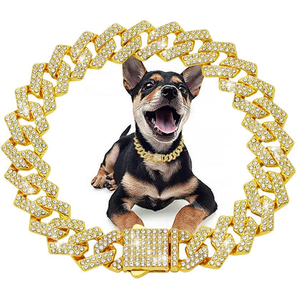 Luxury Diamond Cuban Collar for Pets with Secure Buckle