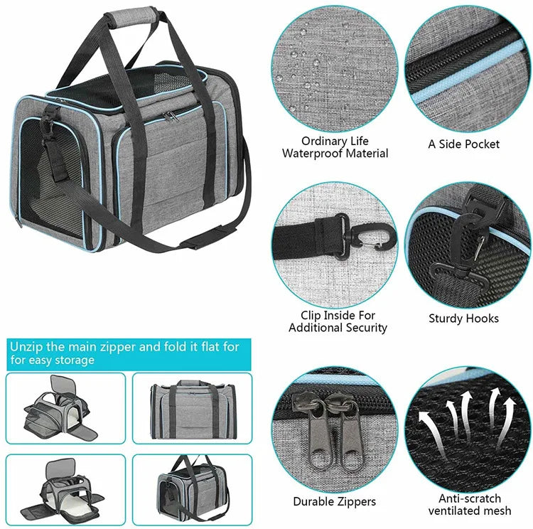 Pet Carrier Bag Foldable Small Dog Charter Carrying Cat Out Bag Expansion Pet Bag Mesh Breathable Expansion Foldable Handheld C