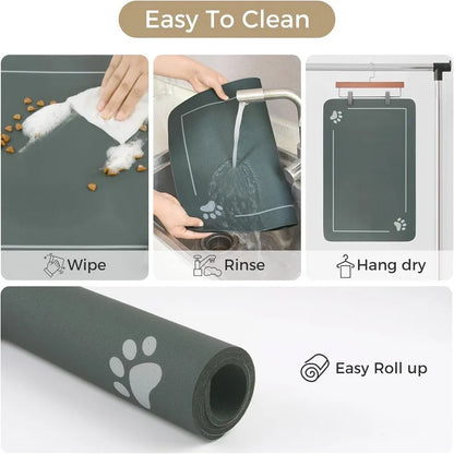 Dog Cat Food Mat - Pet Water Bowl Mats - Feeding Mat for Cat Dog Bowls - Pet Placemat Absorbent Quick Dry Non-Slip
